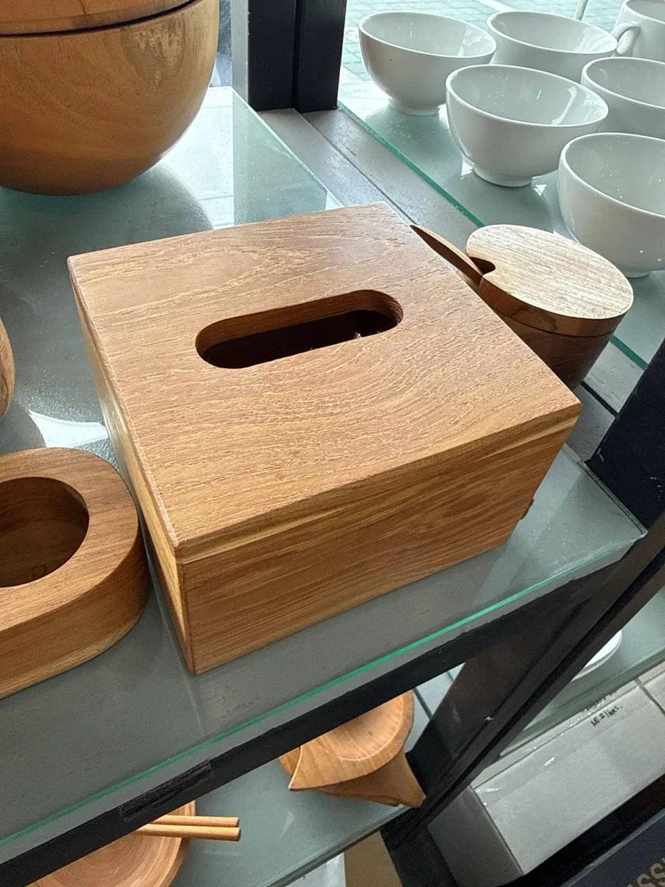 коробка для салфеток деревянная, тик, квадратная